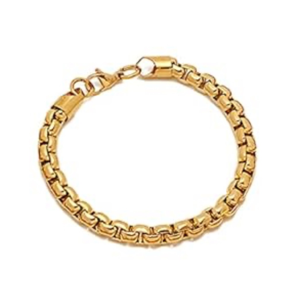 Steeltime 18k over Steel Gold Men's Box Chain Bracelet